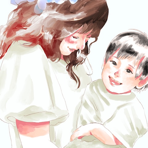 お友達のお写真をイラストに