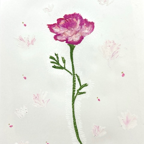 ピンクと白の柔らかな花の絵