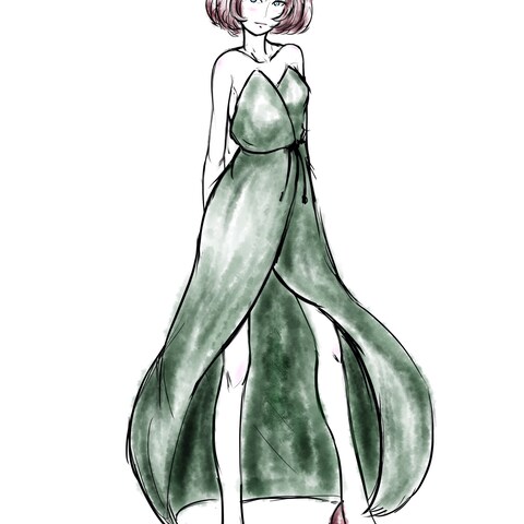 ファッションイラスト スタイル画2 ドレス