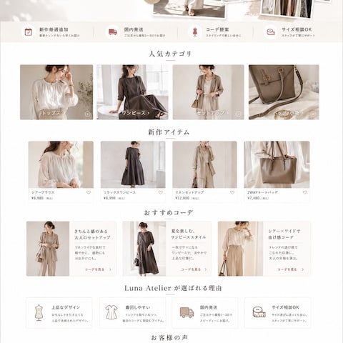 アパレルECサイト デザインサンプル（Shopify）