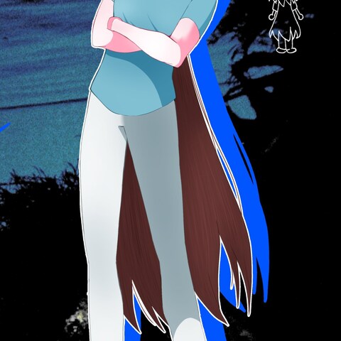髪の長い男性キャラのイラスト