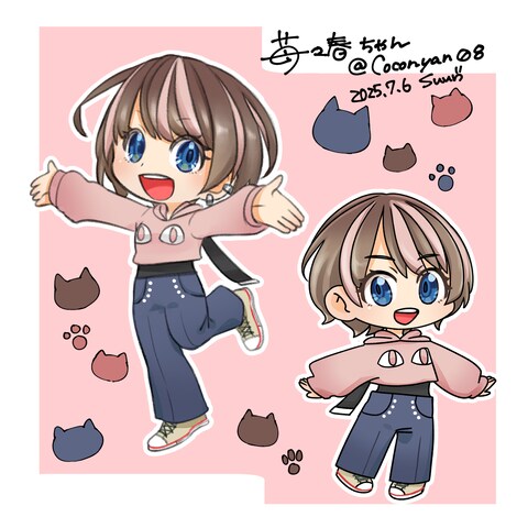 Vtuber愛猫ここ様のミニキャラ絵
