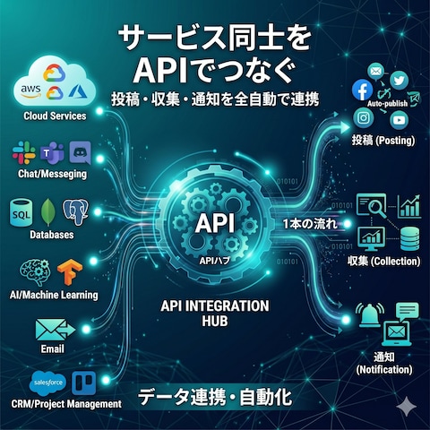 複数サービスをつないで自動化|API連携システム開発