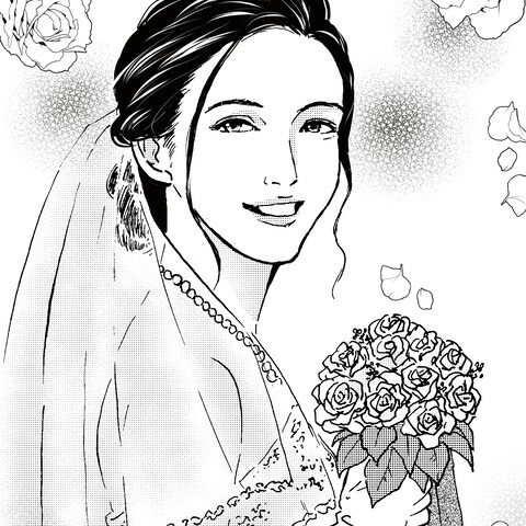 アナログ線画で描いたイラストをデジタルトーンで加工します