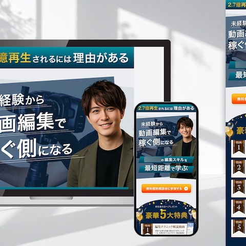 LP｜動画編集講座FV+特典