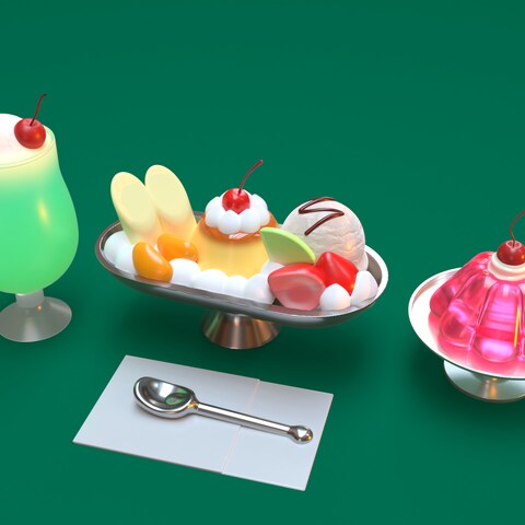 3DCG画像　レトロなスイーツ