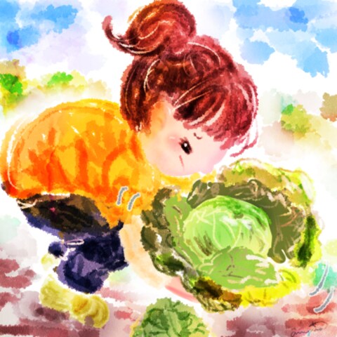 食育 収穫体験 女の子 イラスト 子供 