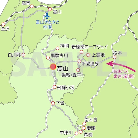 岐阜県高山市への案内図の作成