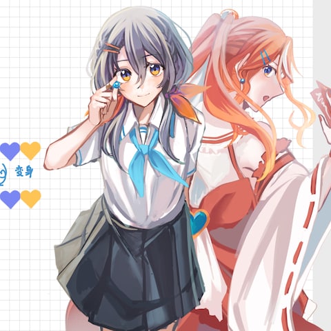 巫女風魔法少女に変身する女の子