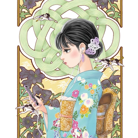 画風サンプル「金澤着物少女」