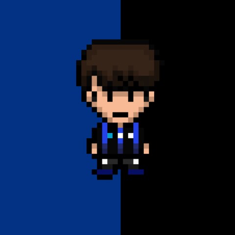 ドット絵でファミコンキャラ風のガンバ大阪ユニを着た男性