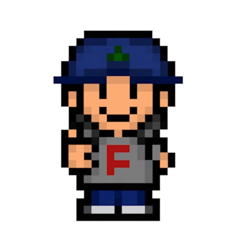 ファミコンキャラ風のストリートファッション男性