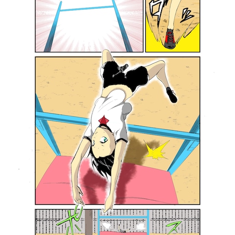 走り高跳びをする少女