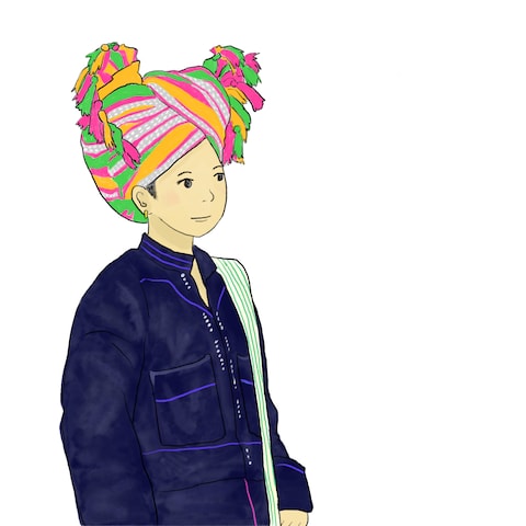民族衣装を着た似顔絵