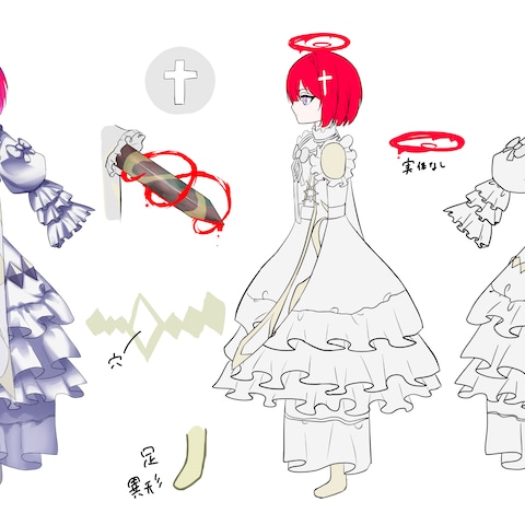 オリジナルキャラクター　デザイン　三面図