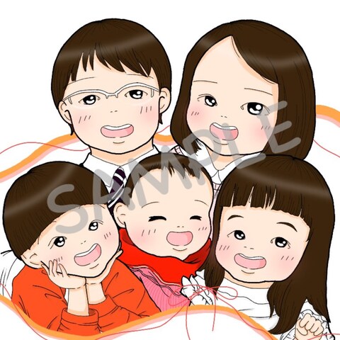 家族の似顔絵