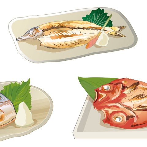 シズル感のあるお料理イラスト・焼き魚
