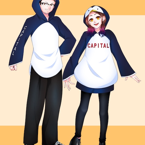 会社のキャラと似顔絵のコラボのご依頼