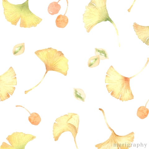 イチョウイラスト 水彩画で