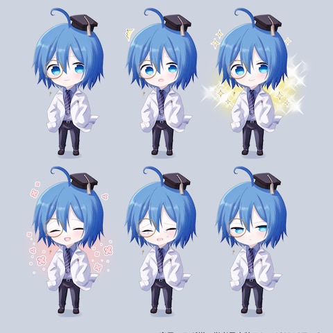 夜霧ベルグ様 学者風衣装アレンジSDイラスト