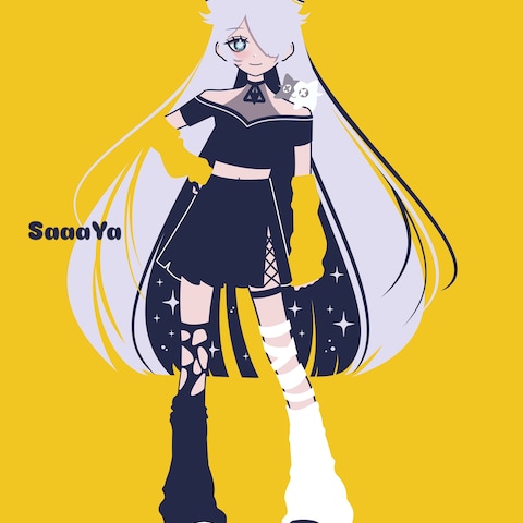 Vtuber『迷夜中マヨイ』さんの2周年グッズ用イラスト