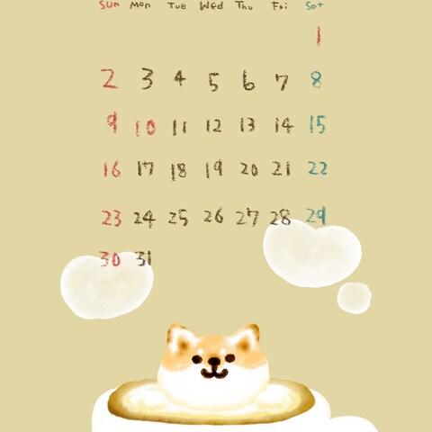 柴犬ラテアートのカレンダー