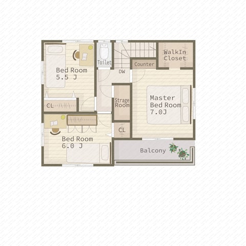 家具入りフルカラー戸建て住宅間取り図（２F）