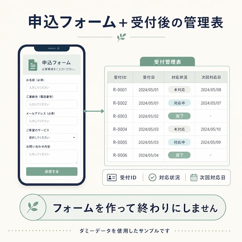 申込フォーム＋受付後の対応管理表