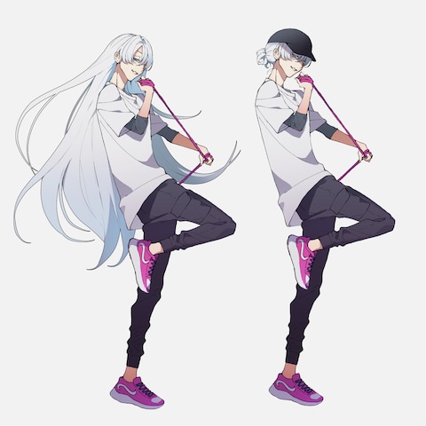 アニメ塗りの殺し屋の青年のイラスト