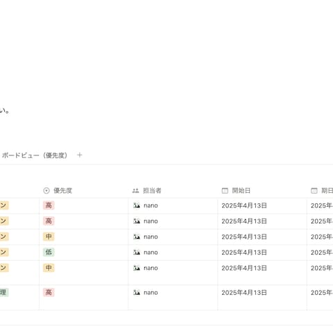 Notionで作成した課題管理ツール