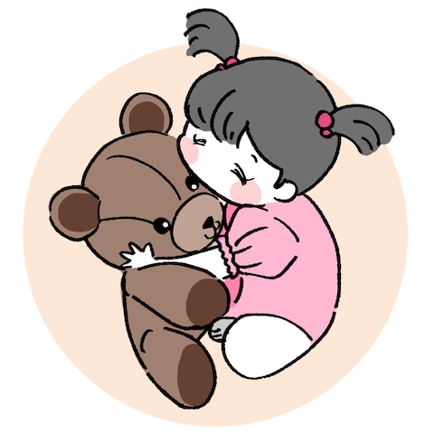 ぬいぐるみと赤ちゃんのイラスト