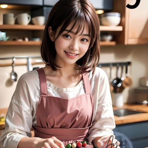 キッチンで料理をする20歳代女性（AI画像生成）