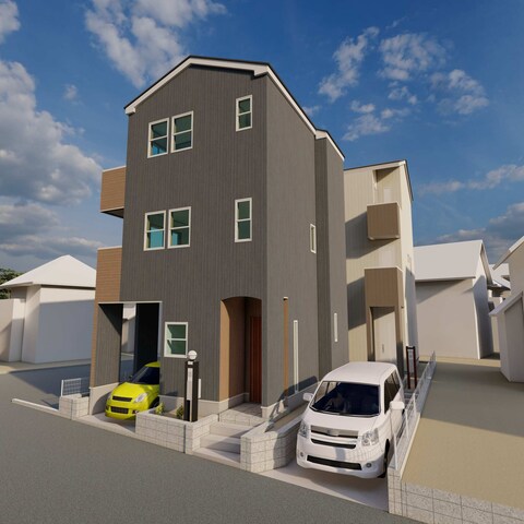 CG FACTORYの多棟現場の外観パースの作成
