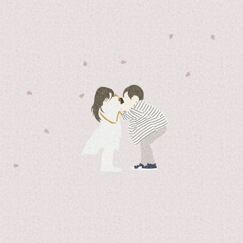  春のきょうだいのひととき｜優しいふたりの記念イラスト