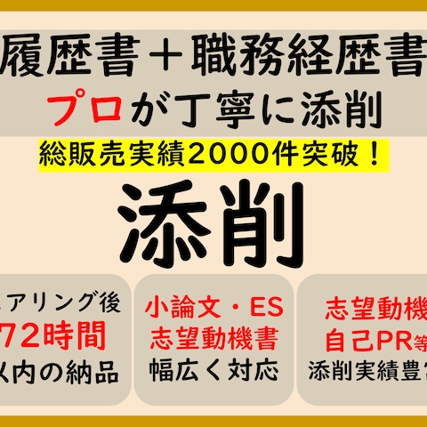 添削プラン 職務経歴書や応募文章をプロが添削します