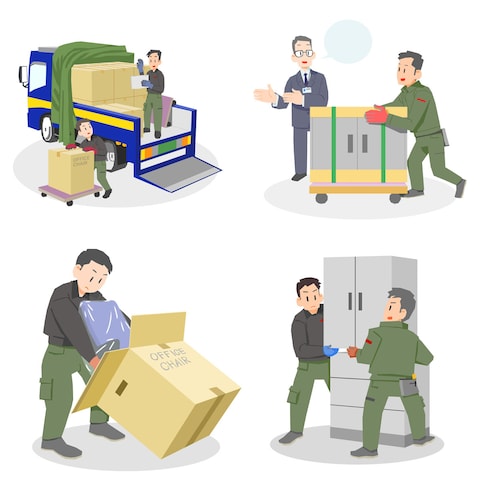 オフィス家具の運送・施工業企業HP用イラスト