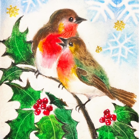 クリスマスカード〜雪とコトドリちゃん達〜
