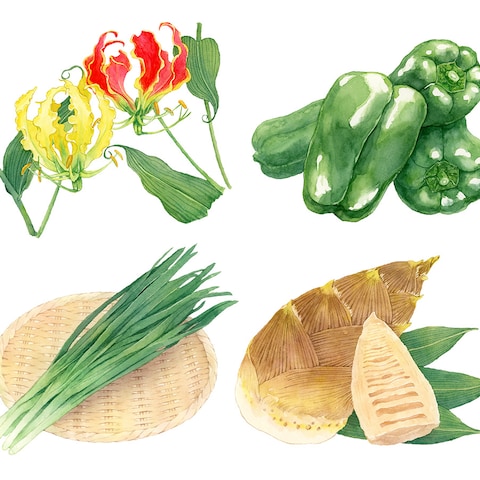 カレンダー用　農作物のイラスト