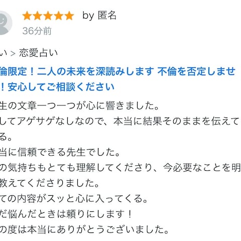 お客様からの評価です
