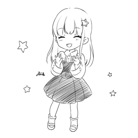 【デフォルメ/アイコンサンプル】単色ラフ