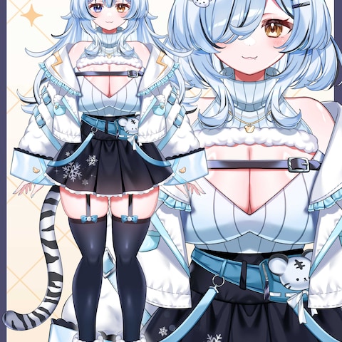 白虎雷夢様　Live2D用パーツ分けイラスト