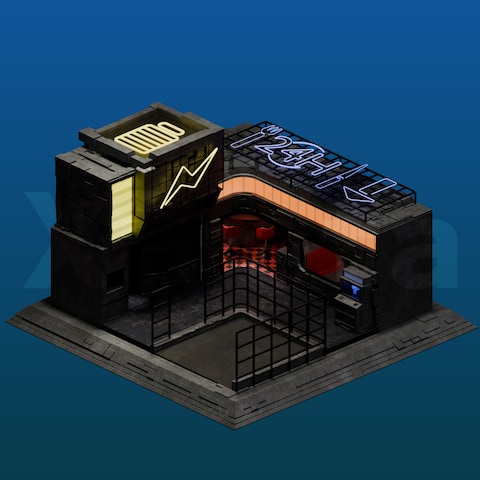 Cyber Punk風なアイソメトリック画像