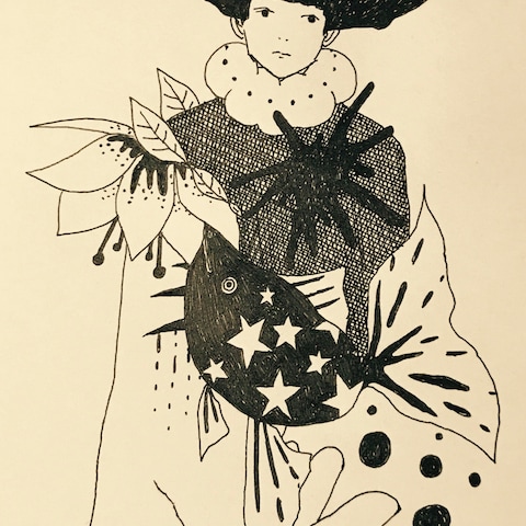 下書き無しペン画です
