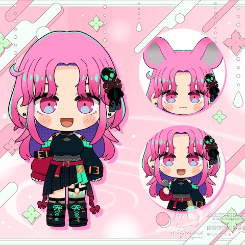 ミニキャラLive2D用パーツ分けイラスト