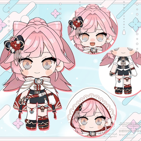 ミニキャラLive2D用パーツ分けイラスト
