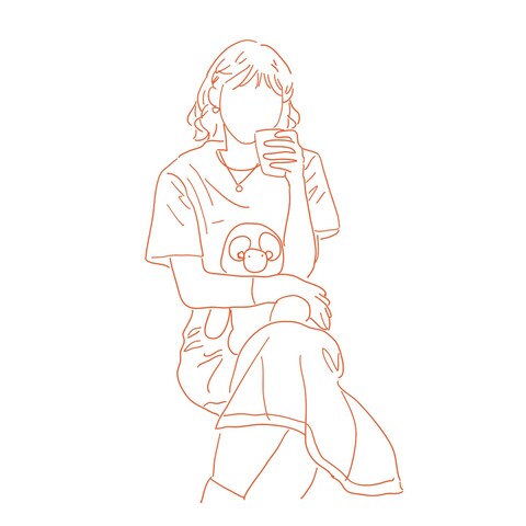 女の子線画イラスト