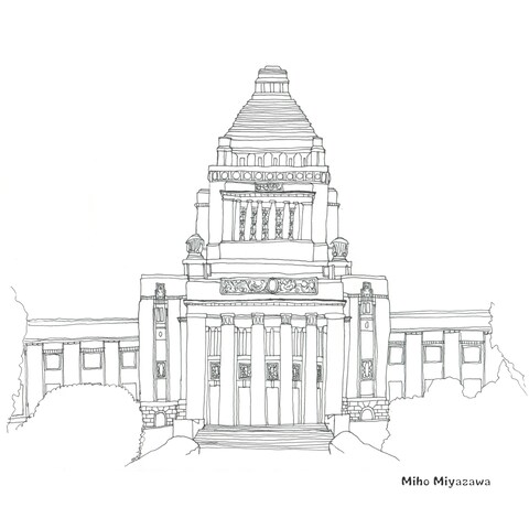 国会議事堂　建築・建物（線画）
