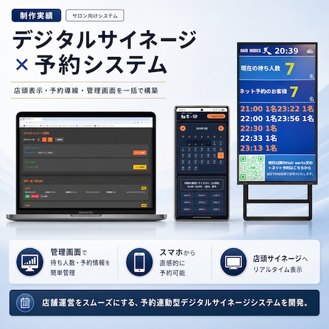 カット専門店向け予約連動型デジタルサイネージシステム