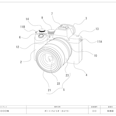 テクニカルイラストポートフォリオ＿特許図（カメラ斜視図）