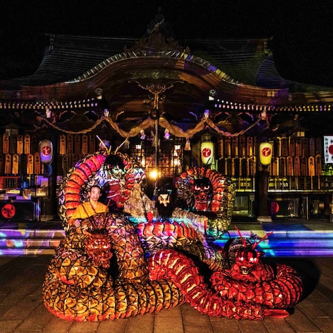 山口県宇部市琴先八幡宮プロジェクションマッピング